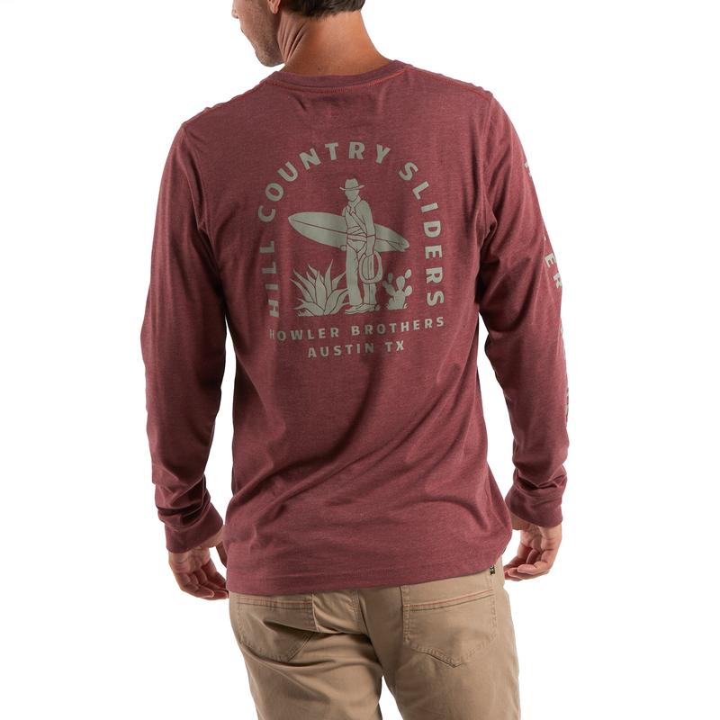 Howler Brothers Hill Country Sliders Longsleeve T - Burgundy